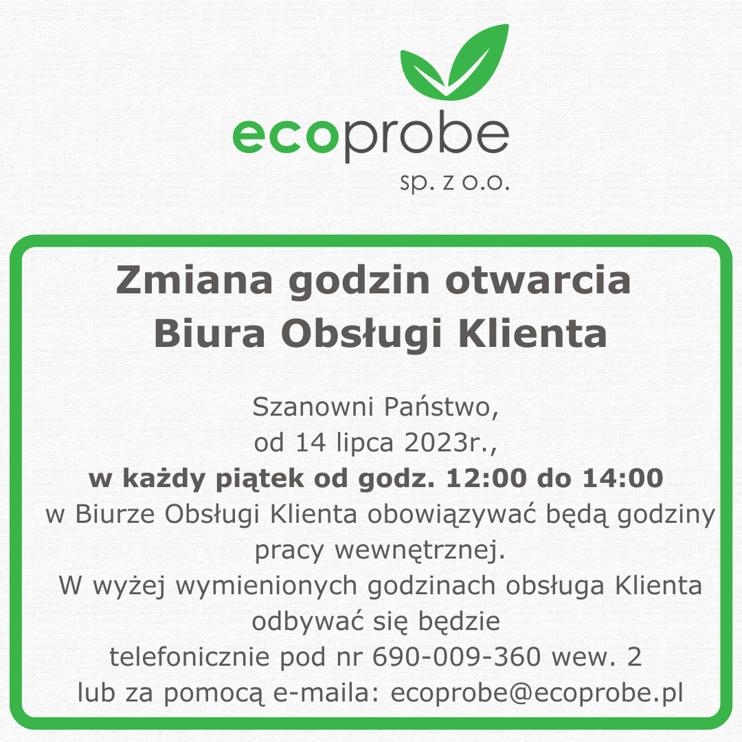 Godziny pracy wewnętrznej w Biurze Obsługi Klienta